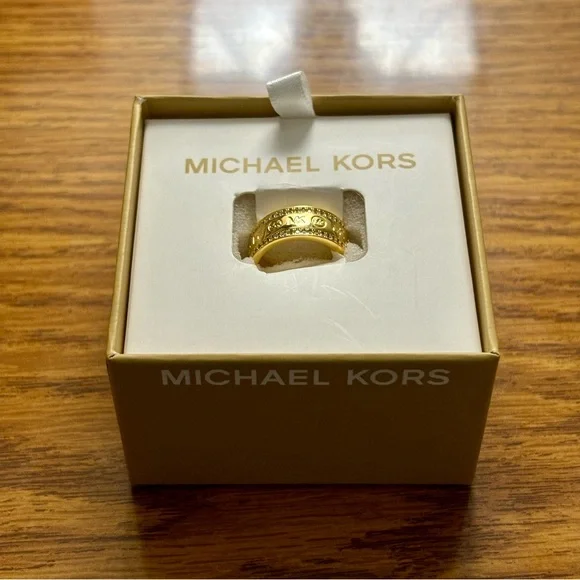 Michael Kors Gold-Tone Brass Eternity Ring Size 5